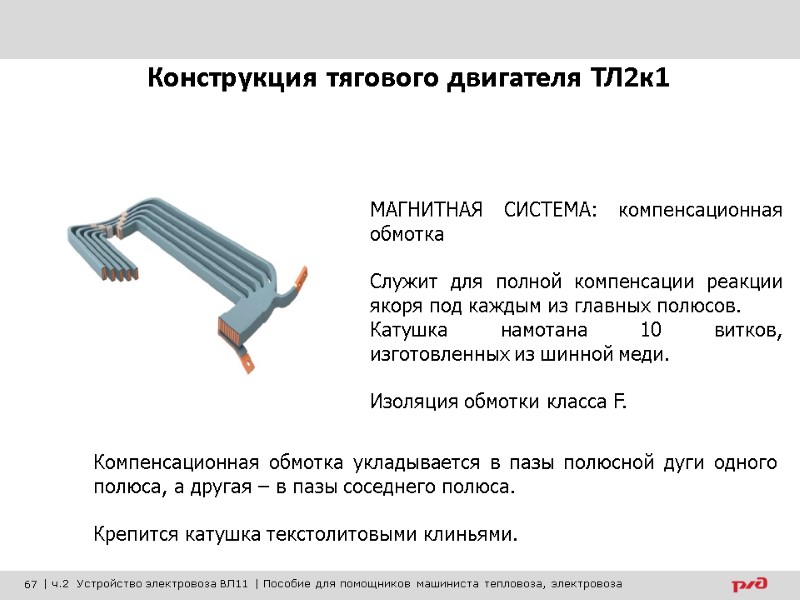 МАГНИТНАЯ СИСТЕМА: компенсационная обмотка  Служит для полной компенсации реакции якоря под каждым из